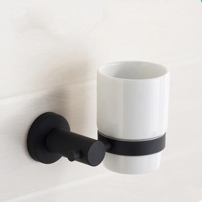 Black Featured Rubber Paint Bathroom Accessory Tooth Brush Holder BG080R