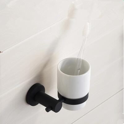 Black Featured Rubber Paint Bathroom Accessory Tooth Brush Holder BG080R - Click Image to Close