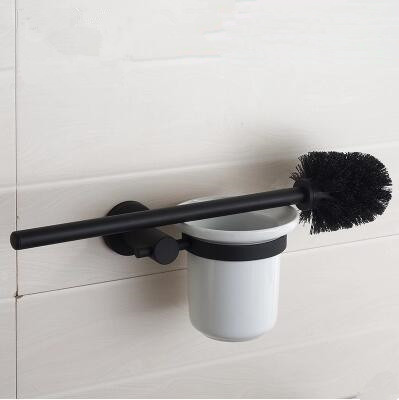 Black Featured Rubber Paint Bathroom Accessory Toilet Brush Holder BG089R - Click Image to Close