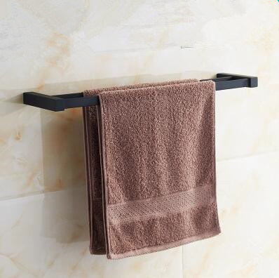 Black Rubber Paint Square Bathroom Accessory Double Towel Bar BG099B - Click Image to Close