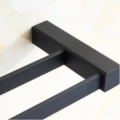 Black Rubber Paint Square Bathroom Accessory Double Towel Bar BG099B - Click Image to Close