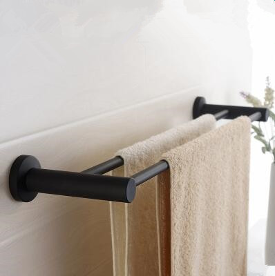 Black Featured Rubber Paint Bathroom Accessory Soap Holder Double Bar Towel Bar BG099R - Click Image to Close