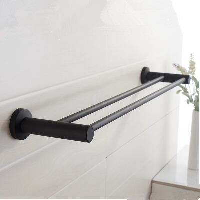 Black Featured Rubber Paint Bathroom Accessory Soap Holder Double Bar Towel Bar BG099R