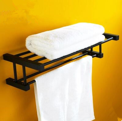 Black Rubber Paint Square Bathroom Accessory Towel Bar BG219B - Click Image to Close