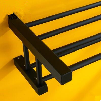 Black Rubber Paint Square Bathroom Accessory Towel Bar BG219B - Click Image to Close