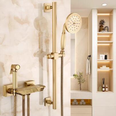 Vintage Shower Head Set With Antique Style Bathroom And Antique Copper Body Bathtub Tap BW0703