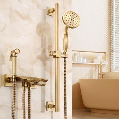 Vintage Shower Head Set With Antique Style Bathroom And Antique Brass Body Bathtub Tap BW0703 - Click Image to Close