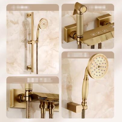 Vintage Shower Head Set With Antique Style Bathroom And Antique Brass Body Bathtub Tap BW0703 - Click Image to Close