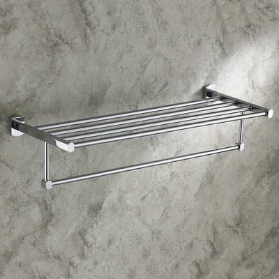 Solid Brass Chrome Finishd Bathroom Shelf With Towel Bar TCB7303