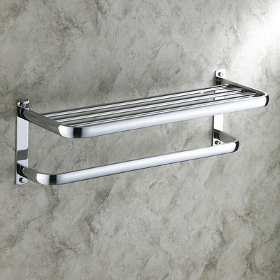 24 Inch Bathroom Shelf Solid Brass Chrome Finishd With Towel Bar TCB7403