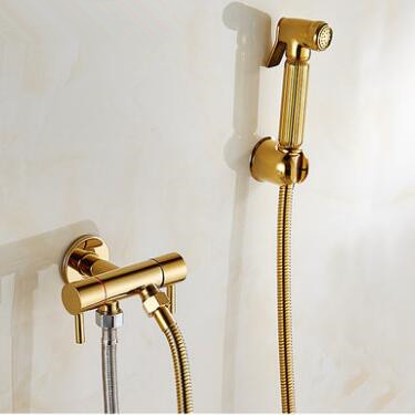 Antique Golden Bidet Tap Brass Pressurize Hand Shower Bathroom Tap DB146 - Click Image to Close