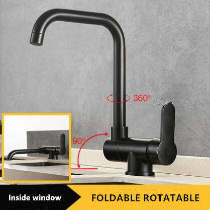 Antique Black Bronze Brass 360° Rotatable Inside Window Foldable Kitchen Sink Tap FB0188