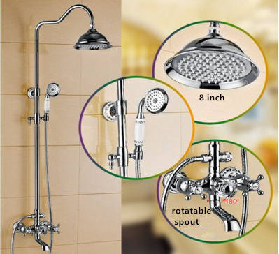 Chrome Finished Brass 8 Inch Rainfall Shower Head Shower Tap FC0560
