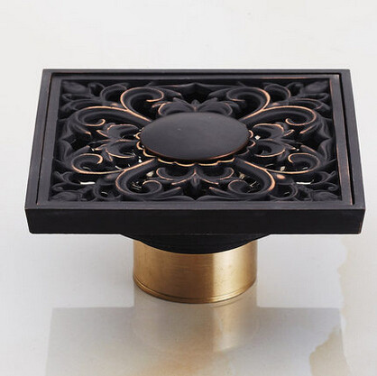 Antique 4 Inch Brass Black Bronze Floor Drain FD024