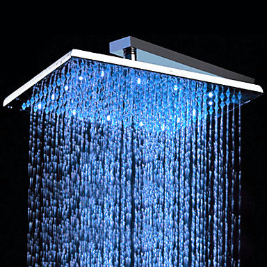 Contemporary 10 inch Stainless Steel Color Changing LED Shower Head - HB10F