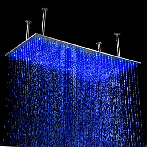 16 x 31 inch Stainless Steel Shower Head with Color Changing LED Light HS31F