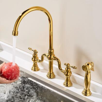 Pull Out Gold Kitchen Tap Deck Mounted Four Holes Luxury And Top Hight Quality Sink Tap KP0369