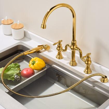 Pull Out Gold Kitchen Tap Deck Mounted Four Holes Luxury And Top Hight Quality Sink Tap KP0369