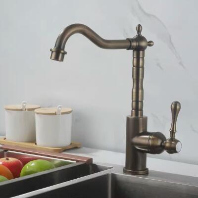 High Quality Antique Style Tap With Solid Brass Hot And Cold Rotating Kitchen Sink Taps KT329