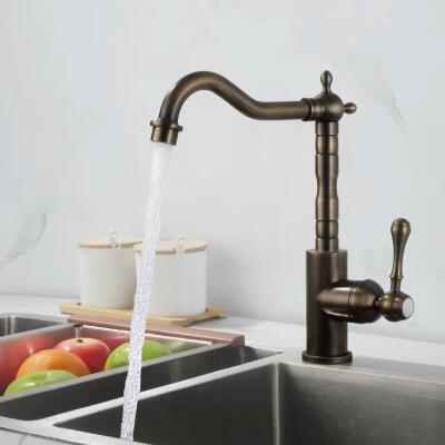 High Quality Antique Style Tap With Solid Brass Hot And Cold Rotating Kitchen Sink Taps KT329 - Click Image to Close