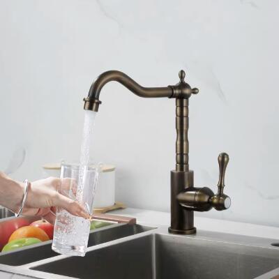 High Quality Antique Style Tap With Solid Brass Hot And Cold Rotating Kitchen Sink Taps KT329 - Click Image to Close