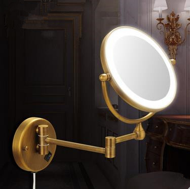 Antique Brass Finish Wall Mounted Bathroom Magnifying Glass Cosmetic Mirror MB004 - Click Image to Close