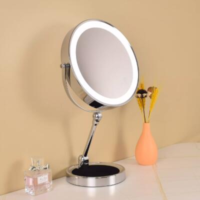 Makeup Mirror Desktop Magnifying Desktop Folding Home With LED Light Beauty Mirror Double-Sided Mirror MB162 - Click Image to Close