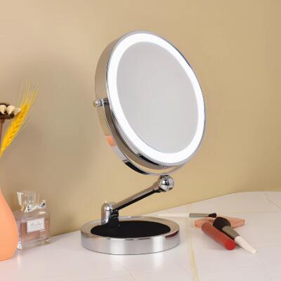 Makeup Mirror Desktop Magnifying Desktop Folding Home With LED Light Beauty Mirror Double-Sided Mirror MB162 - Click Image to Close