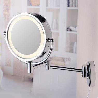 brass finished wall mounted two sides magnifying bathroom mirror