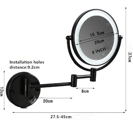 Black Bronze Brass Wall Mounted Bathroom Magnifying Glass Cosmetic Mirror MB254 - Click Image to Close