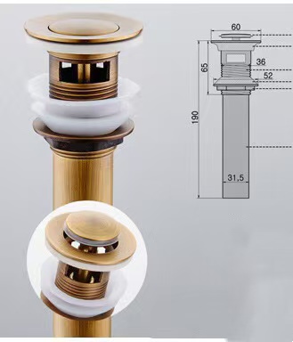 Antique Brass Pop Up Drain With Overflow