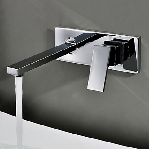 Contemporary Wall Mount Bathroom Sink Tap (Chrome Finish) TQ0482