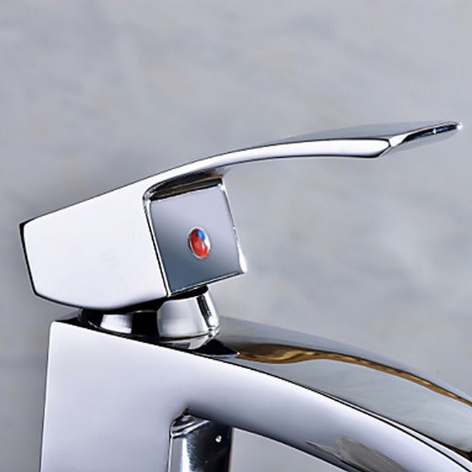 Contemporary Chrome One Hole Single Handle Bathroom Sink Tap TQ0531H - Click Image to Close