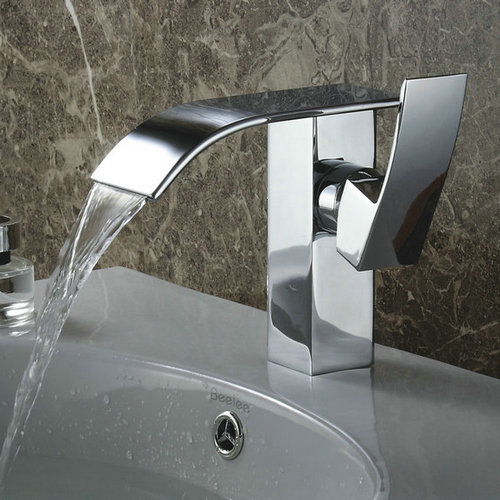 Contemporary Waterfall Bathroom Sink Tap (Chrome Finish) TQ3026
