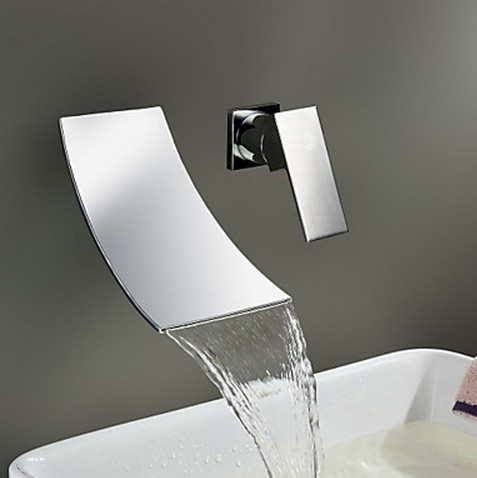 Waterfall Widespread Contemporary Bathroom Sink Faucet (Chrome Finish) TQ6015
