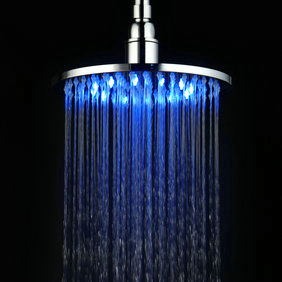 Contemporary 8 inch Stainless Steel Color Changing LED Light Shower Head RB08F