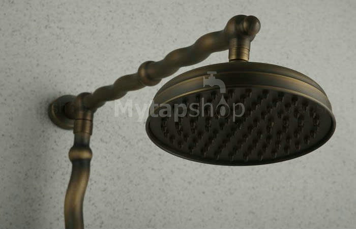 Antique Brass Single Handle Three Holes Wall Mount Rainfall + Handheld Shower Tap TSA006