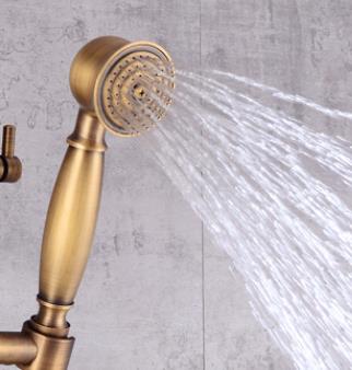 Traditional Antique Brass 8 inch Shower Head + Hand Shower Tub Shower Tap - SA008 - Click Image to Close