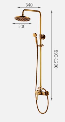 Traditional Antique Brass 8 inch Shower Head + Hand Shower Tub Shower Tap - SA008 - Click Image to Close