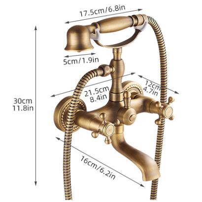 Traditional Antique Brass Finish Tub Tap with Hand Shower - TSA011