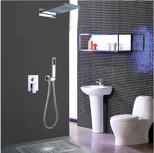 Chrome Wall Mount Rain Single Handle Luxury Shower Tap TSC030 - Click Image to Close