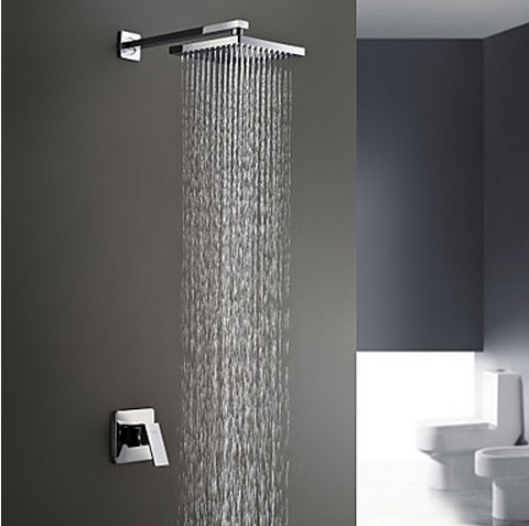 Chrome Wall Mount Rain Single Handle Shower Tap TSC031 - Click Image to Close