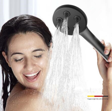 Bathroom ABS Hand Hold Shower Black Printing Pressurized No Punching Shower Heads SH1045