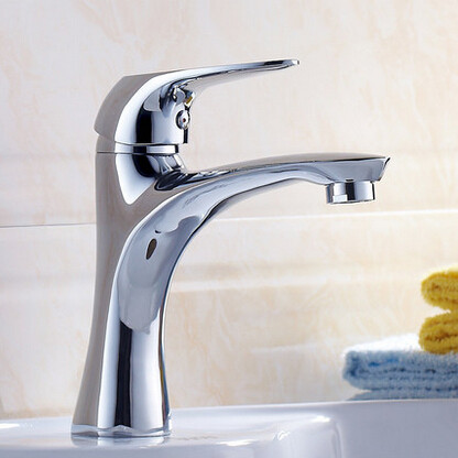 All Brass Bathroom Mixer Water Sink Tap One Hole Single Handle Tap T0094 - Click Image to Close