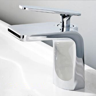 Bathroom Basin Tap Chrome Finished Waterfall Mixer Bathroom Sink Tap T0107 - Click Image to Close