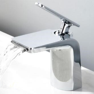 Bathroom Basin Tap Chrome Finished Waterfall Mixer Bathroom Sink Tap T0107 - Click Image to Close