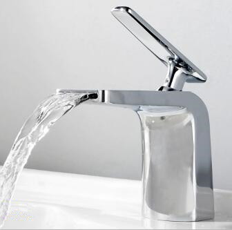 Bathroom Basin Tap Chrome Finished Waterfall Mixer Bathroom Sink Tap T0107