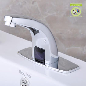 Contemporary Cold Water Automatic Touchless Chromewith Hydropower Sensor Bathroom Sink Tap - T0115P