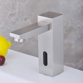 Contemporary Nickel Brushed Automatic Sensor Cold Bathroom Sink Tap - T0116N