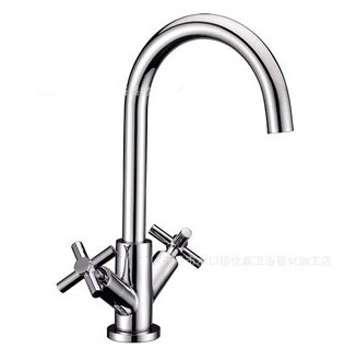 Chrome Traditional Two Handles One Hole Bathroom Sink Tap Mixer Tap T0119L - Click Image to Close